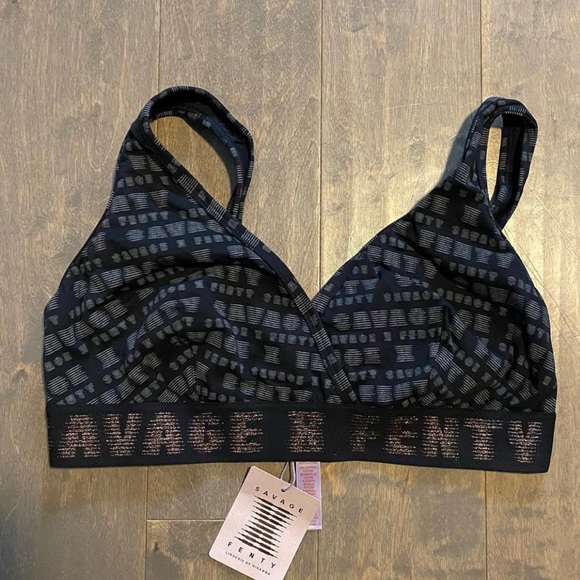 NWT Savage Fenty Women's Bralette Bra in All Over Black Print Size 1X NWT - Picture 3 of 9
